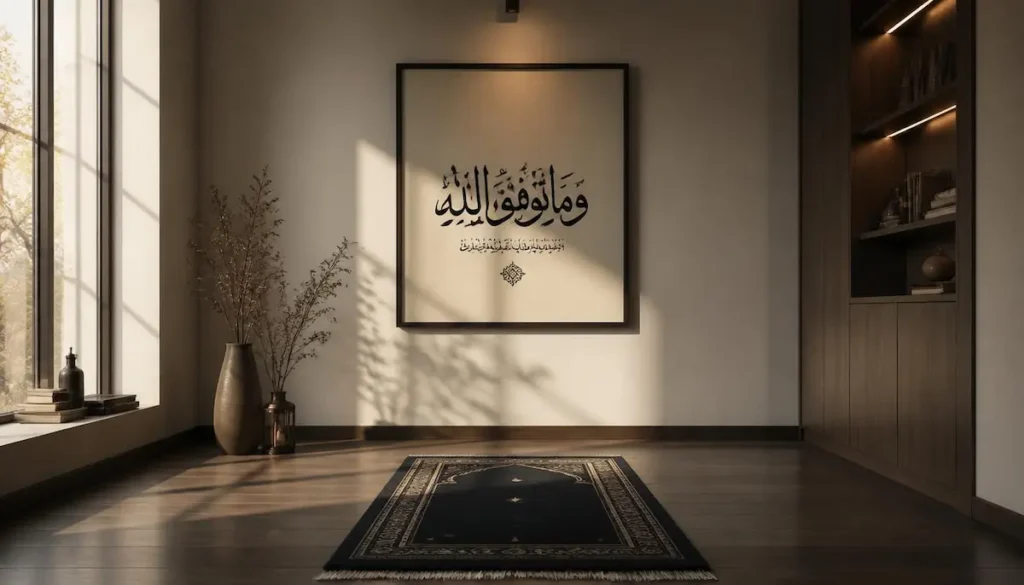 An elegant Arabic calligraphy frame to decorate a prayer room at home beautifully